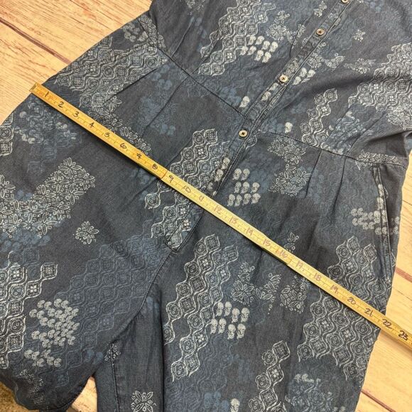 Free People Indigo Daze Jumpsuit Denim Paisley Blue Size Large - Picture 7 of 9